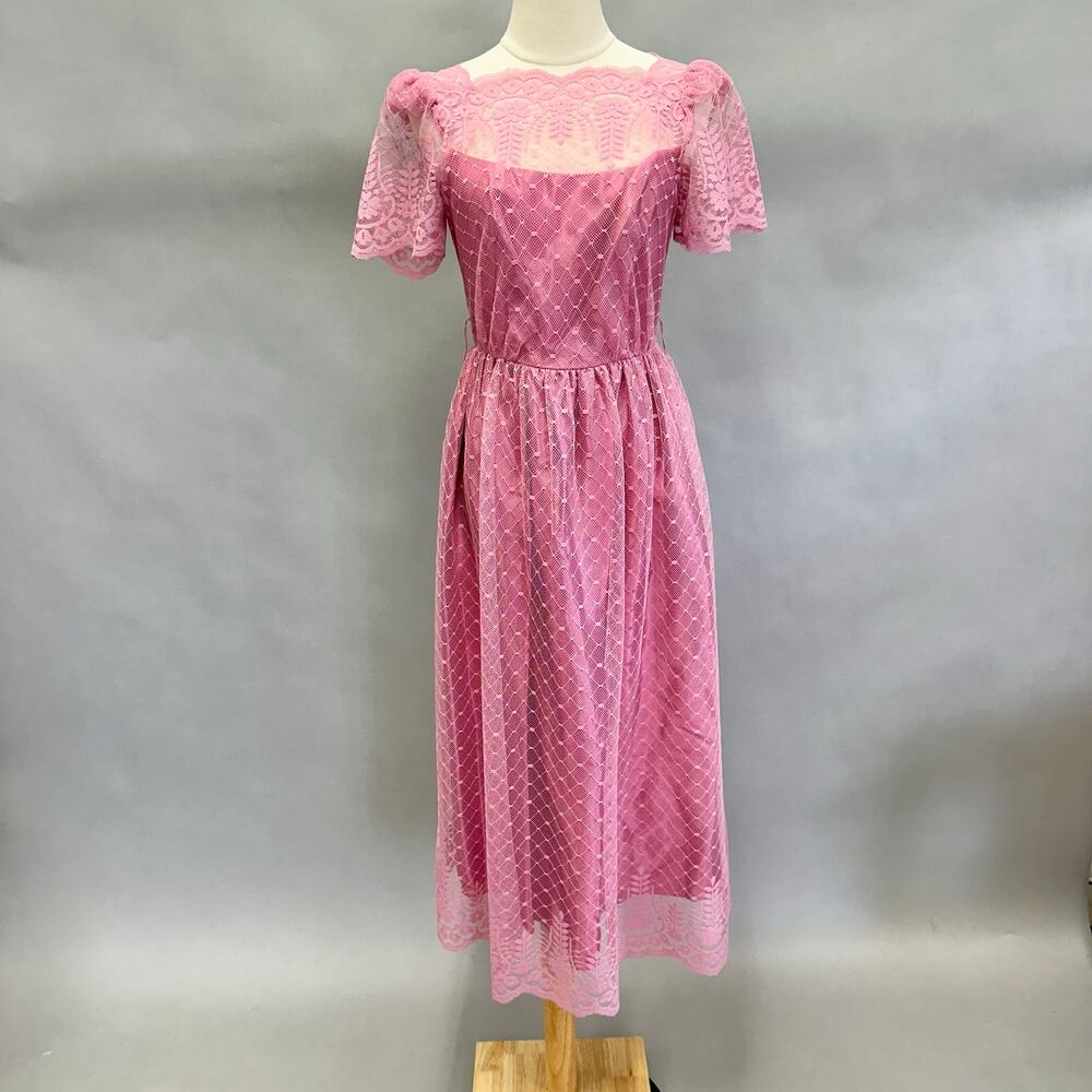 Vintage 80s JC Penneys blue bridesmaid formal‎ off the shoulder dress Small-XS